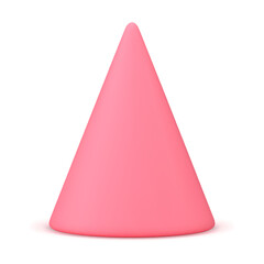 Wall Mural - Cute pink abstract Christmas tree minimalist cone triangle geometric shape 3d icon realistic vector