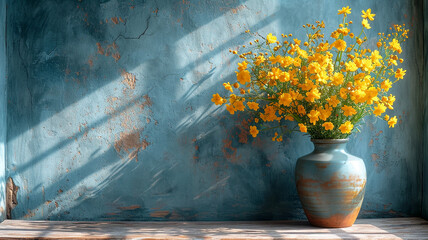 Beautiful bright still life with yellow flowers