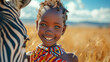 Joyful African Child with Zebra