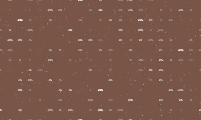 Poster - seamless background pattern of evenly spaced white bike symbols of different sizes and opacity. vect