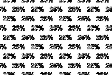 Poster - Seamless pattern completely filled with outlines of 25 percent symbols. Elements are evenly spaced. Illustration on transparent background