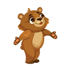 Sticker - Funny Bear Cub with Cute Snout Vector Illustration