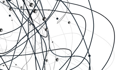 Leinwandbilder - Gene lines and nodes, biological gene structure, 3d rendering.