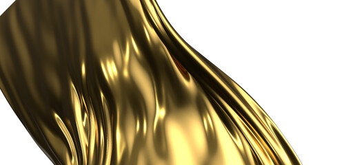 Poster - Luminous Fabric: Abstract 3D Gold Cloth Illustration for Radiant Visuals