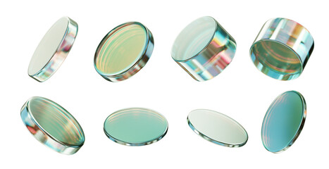 Fototapete - Cylinder crystal shape set isolated on white background 3d rendering 