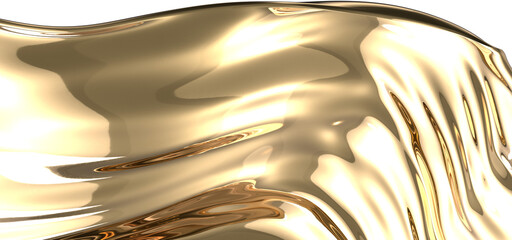 Aufkleber - Golden Luxury: Abstract 3D Gold Cloth Illustration for Sumptuous Designs