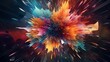 Chaos and colorful motion explode in abstract shapes.