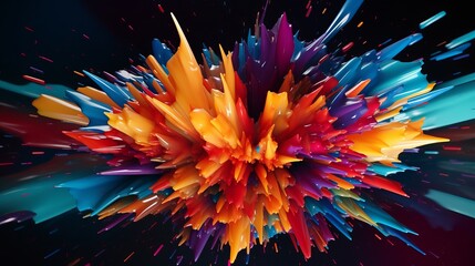 Wall Mural - Chaos and colorful motion explode in abstract shapes.