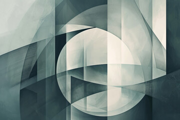 Wall Mural - abstract geometric design with intersecting lines and shapes in various shades of gray.