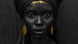 Beauty fantasy african woman face, gold jewelry.