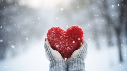 Wall Mural - Heart painted by finger in the snow. valentine love woman and man winter png like style