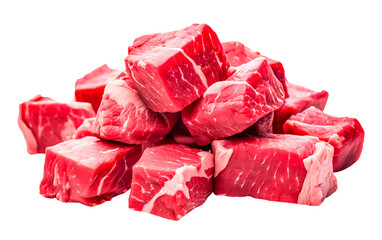 Wall Mural - raw beef steak diced and ready for cooking isolated on a transparent background