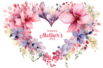 Happy mothers day Illustration, mothers love relationships between mother and child with flower in the background