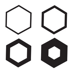 Poster - set of rounded hexagonal outline shape icon. set of geometric shapes form hexagon icons collection, 