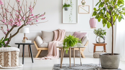 Wall Mural - Spring home decor in scandinavian interior. Generative