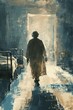 © artem - Painterly image of a person walking in a hospital with dramatic lighting
