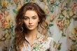 Heiterkeit in Mode: Junge Frau im floralen Kleid