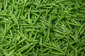 close up on green bean pod as food background