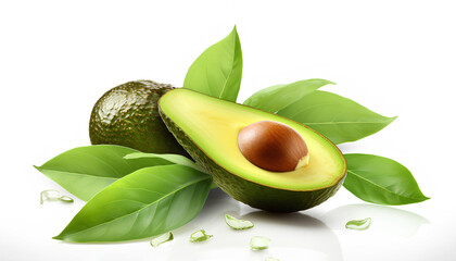 Wall Mural -  Cut and whole avocado isolated on white background..