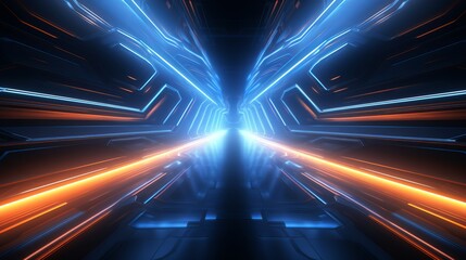 Creating a futuristic background that is abstract and features neon blue and orange lights.