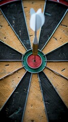 Poster - Close Up of Dart Hitting Bullseye in Precise Aim for Success