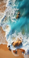 Canvas Print - Aerial view of a beach with turquoise water,