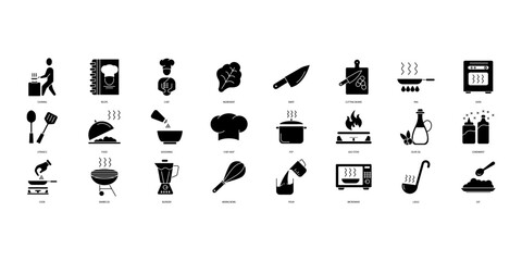 Cooking icons set. Set of editable stroke icons.Vector set of Cooking