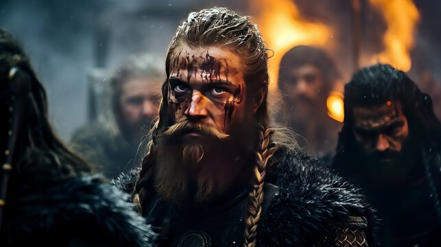 Viking warriors with eyes that are burning