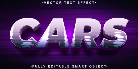 Poster - Purple Shiny Cars Vector Fully Editable Smart Object Text Effect