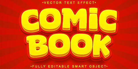 Poster - Yellow Cartoon Comic Book Vector Fully Editable Smart Object Text Effect