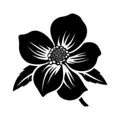 Wall Mural - flower icon. black and white silhouette of a flower. vector illustration.