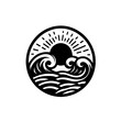 Sea Waves and sun Vector Logo Art
