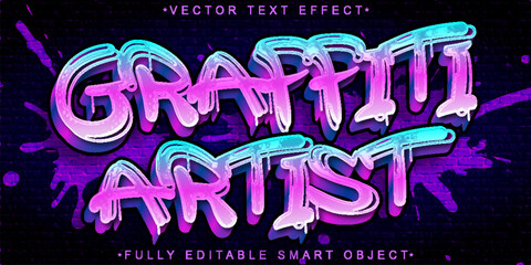 Poster - Colorful Graffiti Artist Vector Fully Editable Smart Object Text Effect