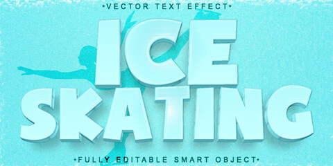Poster - Cartoon Winter Sport Ice Skating Vector Fully Editable Smart Object Text Effect