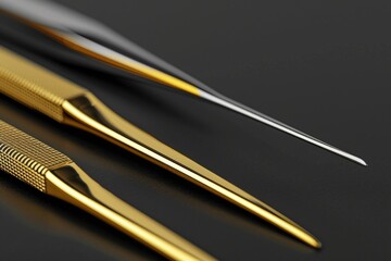 Poster - A close-up view of a pair of scissors placed on a table. Suitable for various applications