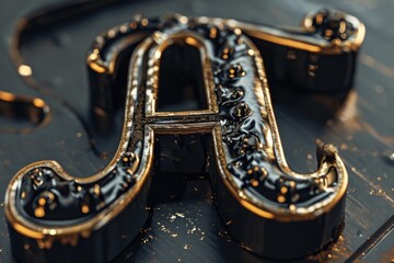 Poster - A close-up view of a metal letter placed on a table. This image can be used for various purposes