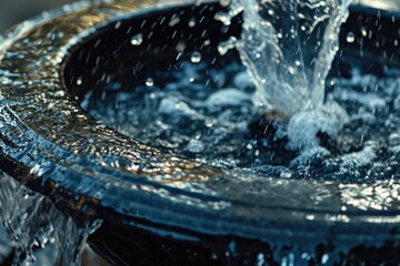 Poster - A close-up view of a fountain with water flowing out. Ideal for adding a touch of elegance and tranquility to any project