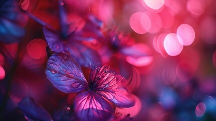 Poster - A close-up view of a flower with beautiful blurry lights in the background. This image can be used to add a touch of elegance and beauty to various projects