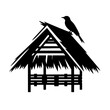oriole perching on a traditional Filipino nipa hut Vector Logo Art
