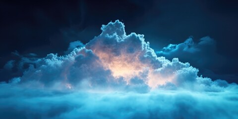 Poster - A bright light shines through a large cloud. This image can be used to depict hope, inspiration, or a breakthrough moment
