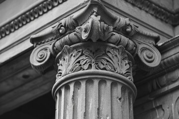Poster - A black and white photo of a column. Perfect for architectural projects or adding a classic touch to any design