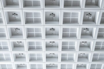 Poster - A collection of white shelves filled with various clocks. Perfect for home decor or a time-themed concept