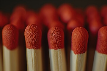Poster - A close-up view of a bunch of matches. This image can be used to depict concepts such as fire, ignition, safety, matches, and lighting