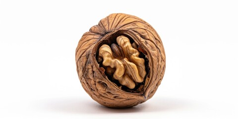 Poster - A walnut nut nestled inside a walnut shell. Perfect for food and nutrition-related projects
