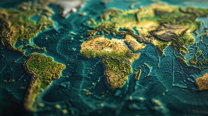 Poster - A close up view of a map of the world. Perfect for educational purposes or travel-related designs