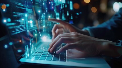 Aufkleber - Person typing on a laptop. Suitable for technology-related projects