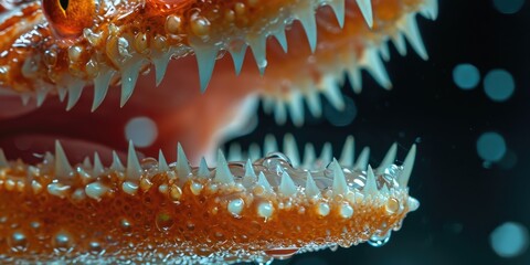 Poster - A detailed close-up of a fish with its mouth wide open. Perfect for illustrating aquatic life or showcasing the unique features of different fish species