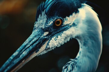 Poster - A detailed close-up image of a bird showcasing its long beak. This image can be used to highlight the unique features of birds or for educational purposes