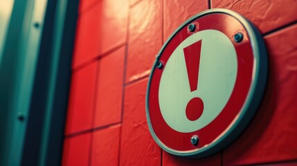 Aufkleber - A sign with red and white colors displayed on a red wall. Suitable for various uses