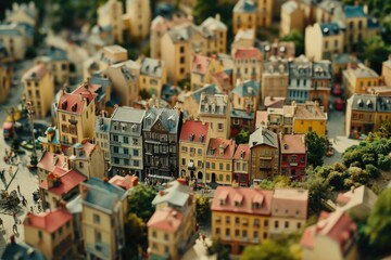 Poster - A picture of a small town with numerous buildings. Suitable for various uses